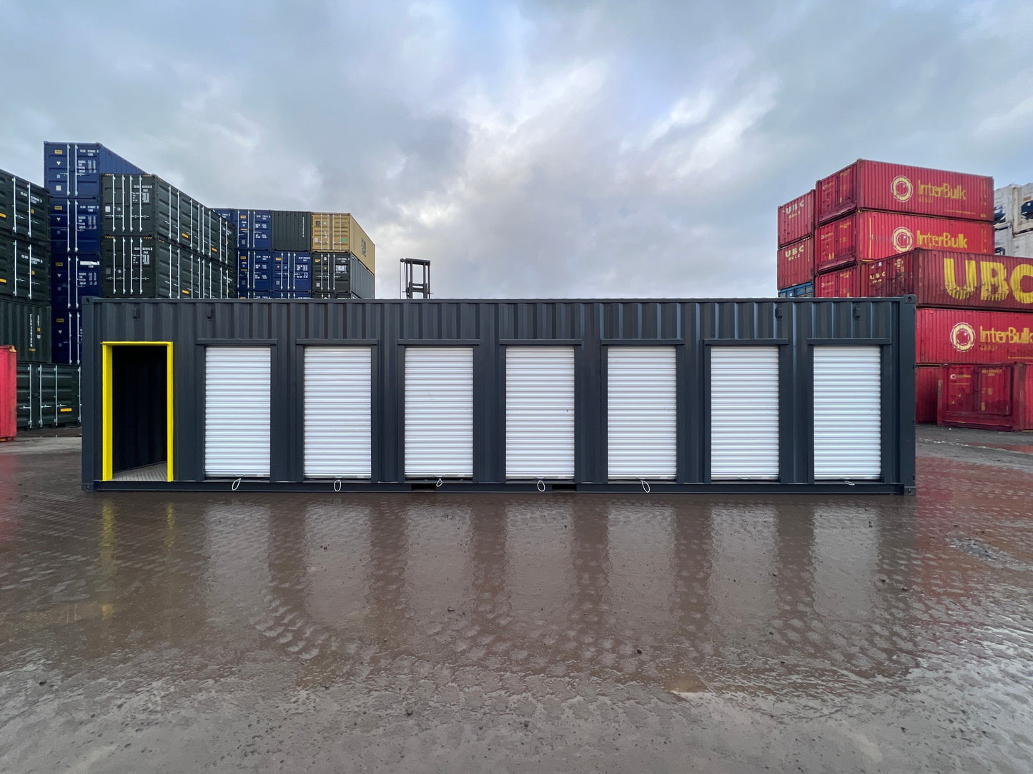 40ft High Cube Container with Multi-Store Mezzanine Configuration – 7 Bay Self Storage