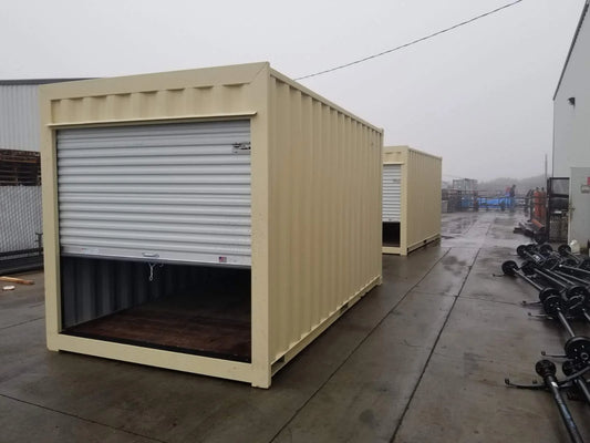 16 ft Storage Container with Roll-Up Door – Corrugated Steel, Marine Plywood Floor