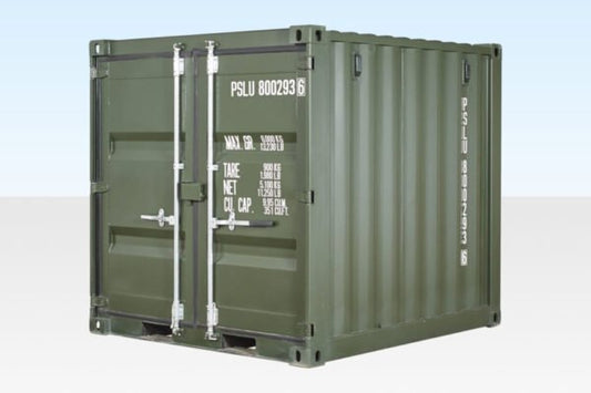 8 ft Shipping Container – Green, Corten Steel, 28mm Marine Ply Floor
