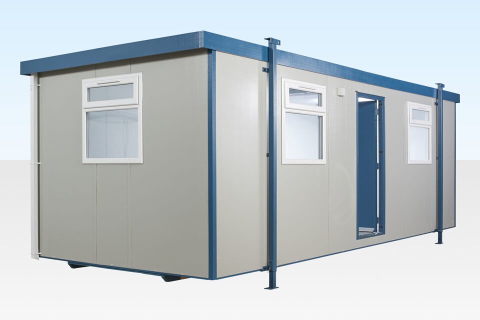24ft x 10ft Jackleg Cabin – Open Plan, Goosewing Grey, Electric Heater