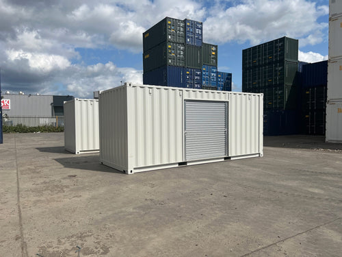 20ft One Trip Shipping Container with Roller Shutter Door – RAL 7035 Light Grey