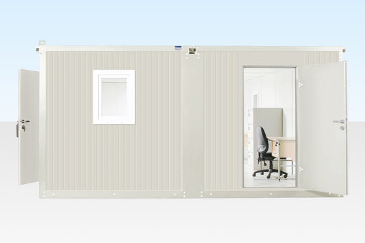 6.5m x 4.6m Side Linked Flat Pack Office – Two Cabins with Linking Kit