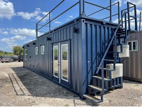 customized 40ft shipping container made into luxurious 1 bedroom. Great for Airbnb. Roof top deck