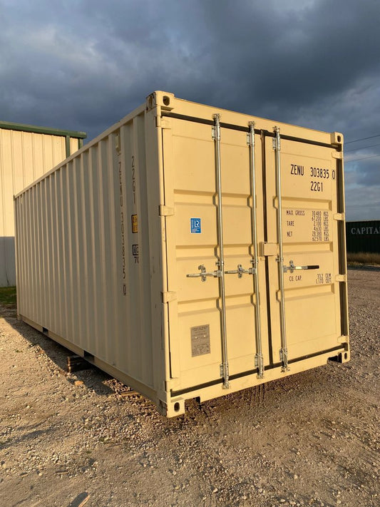 20 ft Standard Shipping Container – RAL1015 Color with Lock Box and Forklift Pockets